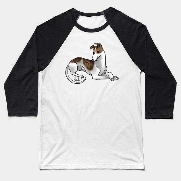 Dog - Greyhound - White and Brindle Baseball T-Shirt by Jen's Dogs Custom Gifts and Designs